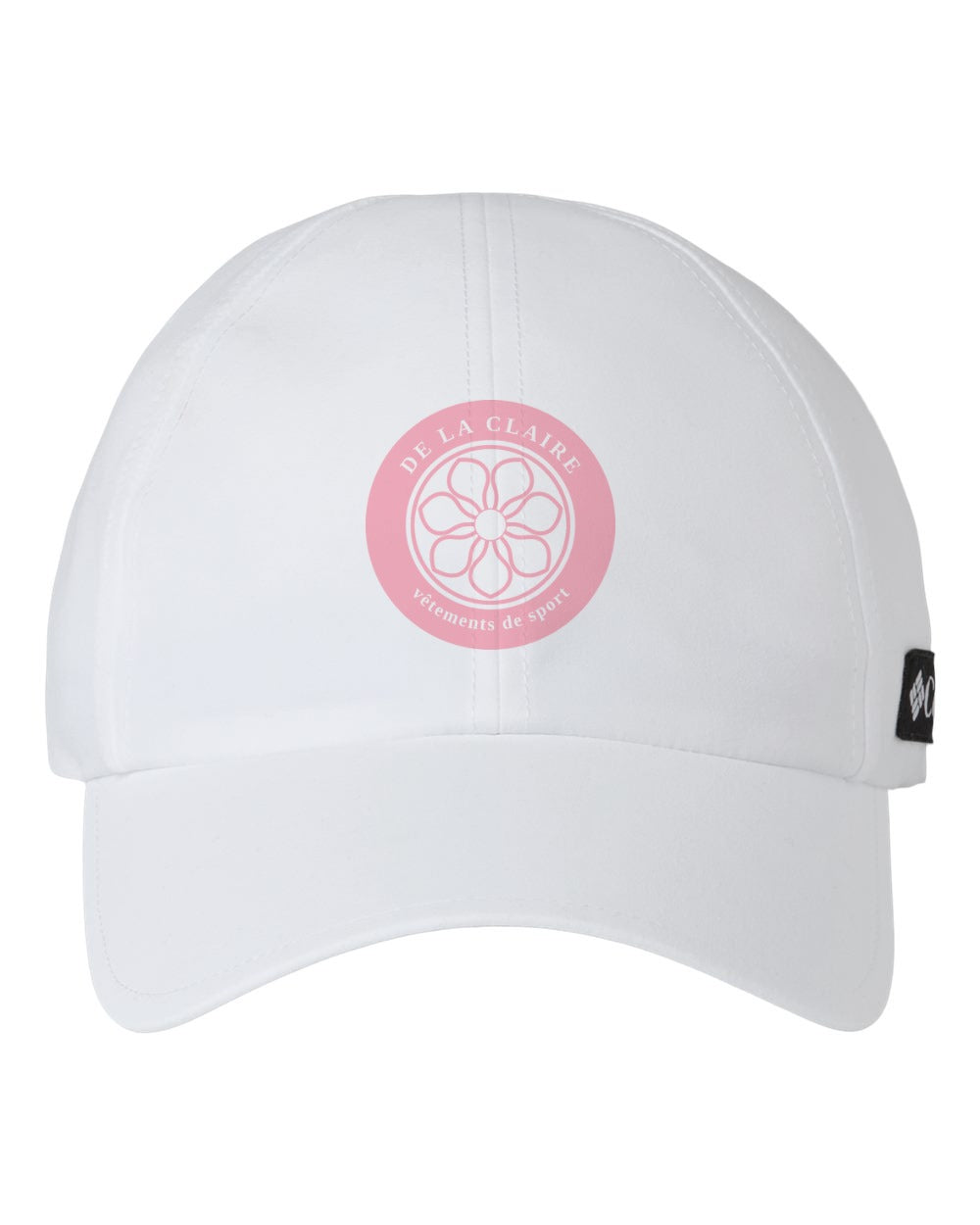 Badge Cap — Columbia, White, printed badge in Pink