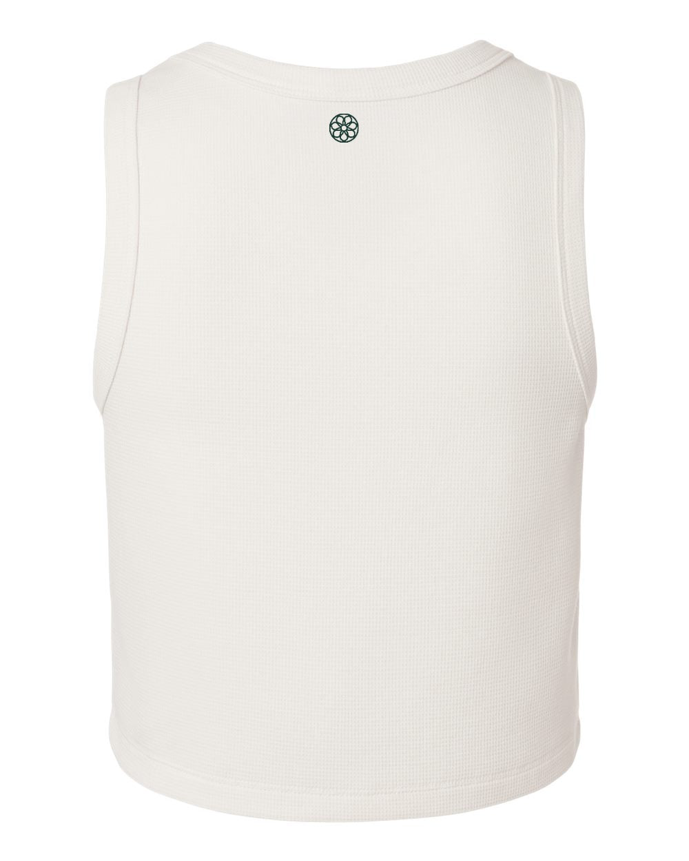Thermal Crop Tank in Bone, back, magnolia medallion below the collar