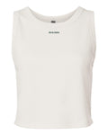 De La Claire Thermal Crop Tank in Bone, front, wordmark below the collar