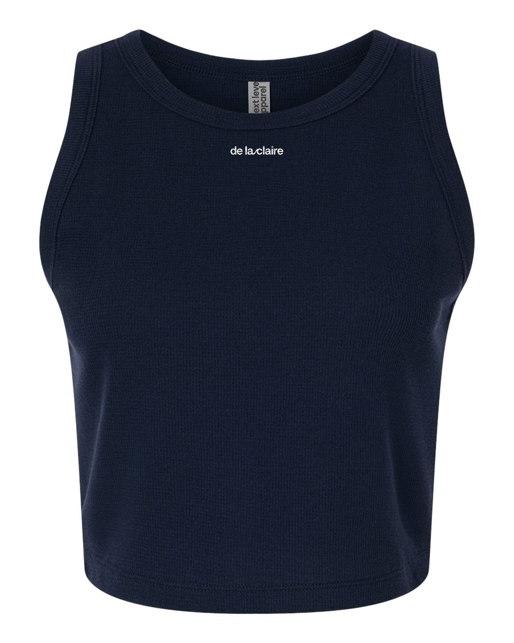 De La Claire Thermal Crop Tank in Midnight Navy, front