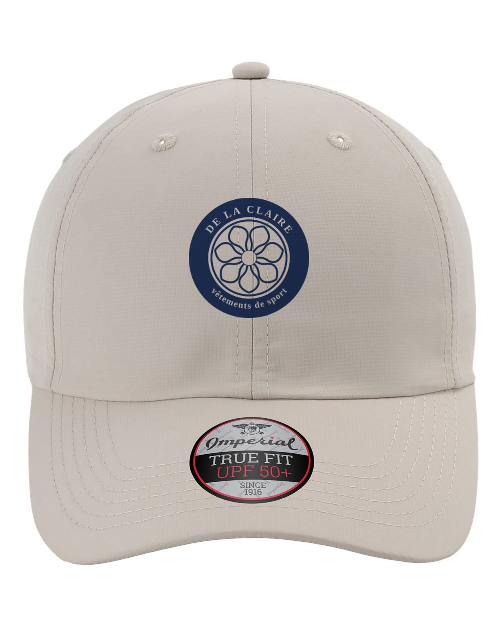 Badge Cap — Imperial, Beige, printed badge in Navy