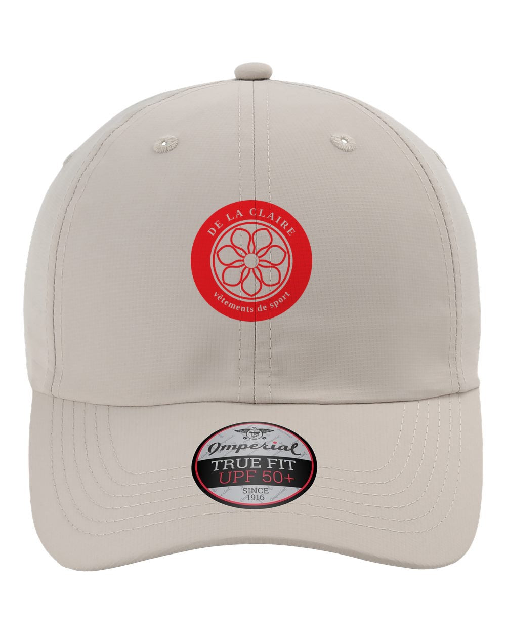 Badge Cap — Imperial, Beige, printed badge in Red