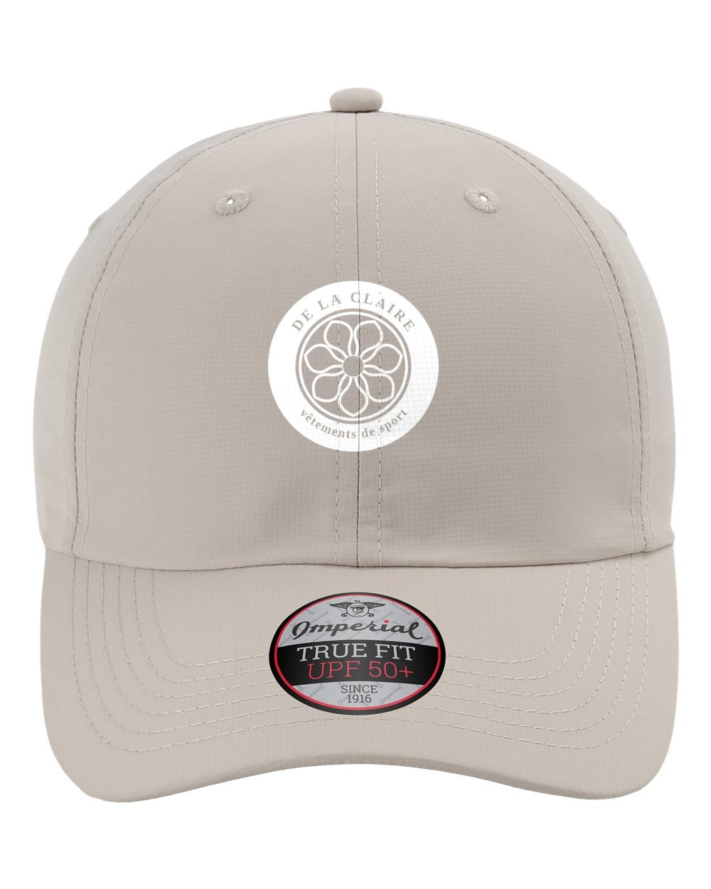 Badge Cap — Imperial, Beige, printed badge in White