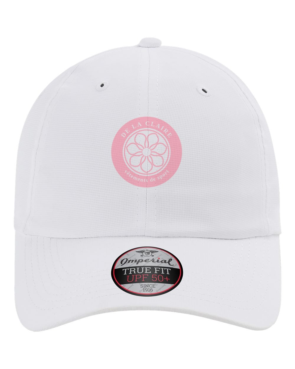 Badge Cap — Imperial, White, printed badge in Pink